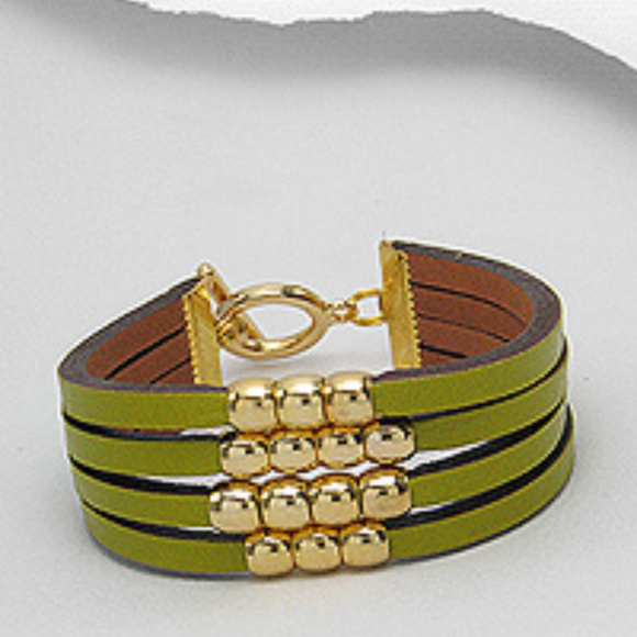 Jewels & Gems Jewelry - COPY - COPY - Avocado Green Genuine Leather Brace…